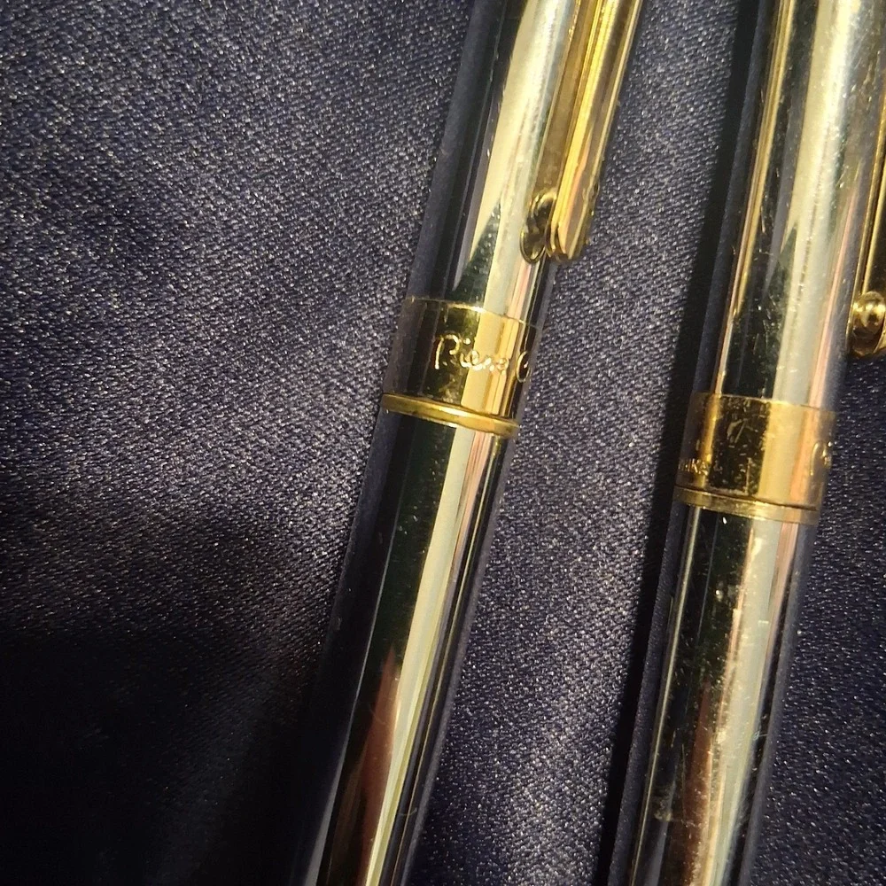 Vintage Pierre Cardin Silver & 18k Gold Plated Ballpoint Pen and Pencil Set